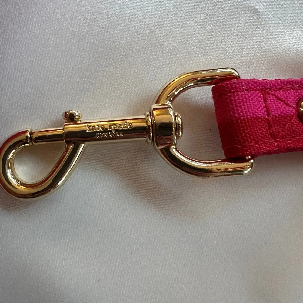 Kate Spade New York Red & Pink Stripe Dog Leash Gold Hardware‎